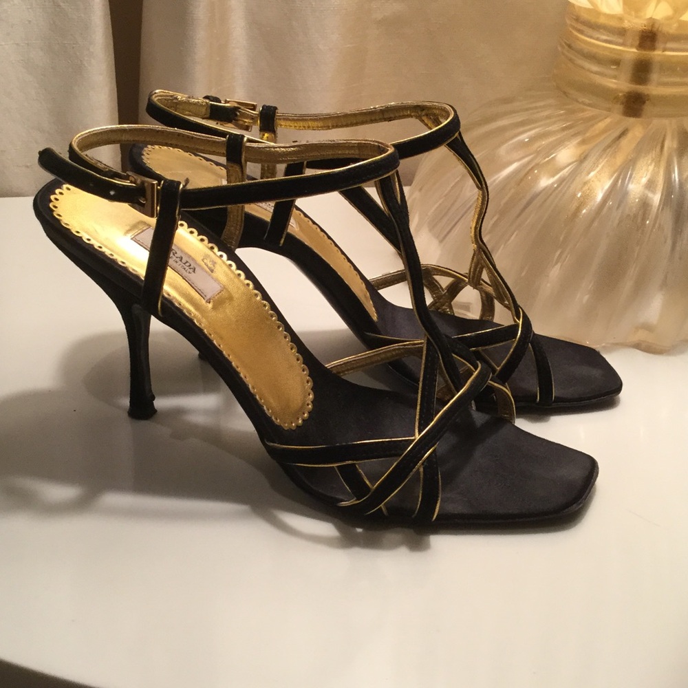 Prada Black and Gold Heels